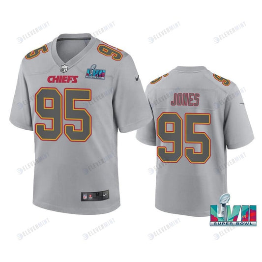 Chris Jones 95 Kansas City Chiefs Super Bowl LVII Youth Atmosphere Game Jersey - Gray