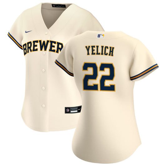 Christian Yelich Milwaukee Brewers Nike Women's Home Replica Jersey - Cream