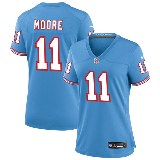 Chris Moore Tennessee Titans Nike Women's Oilers Throwback Game Jersey - Light Blue