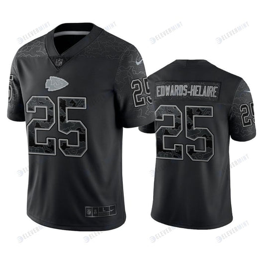 Clyde Edwards-Helaire 25 Kansas City Chiefs Black Reflective Limited Jersey - Men