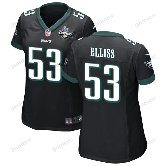 Christian Elliss 53 Philadelphia Eagles Super Bowl LVII Champions 2 Stars Women Game Jersey - Black