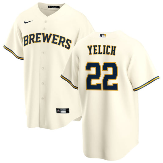 Christian Yelich Milwaukee Brewers Nike Home Replica Jersey - Cream