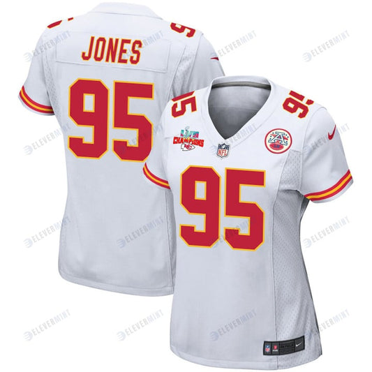 Chris Jones 95 Kansas City Chiefs Super Bowl LVII Champions 3 Stars Women Game Jersey - White