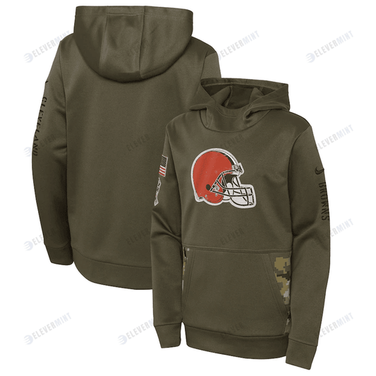 Cleveland Browns 2022 Salute To Service Performance Pullover Hoodie - Olive