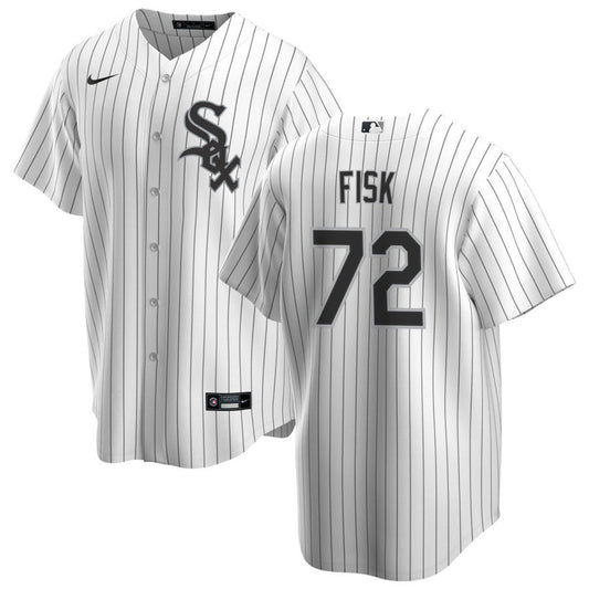 Carlton Fisk Chicago White Sox Replica Men's Home Jersey With Premium Lettering