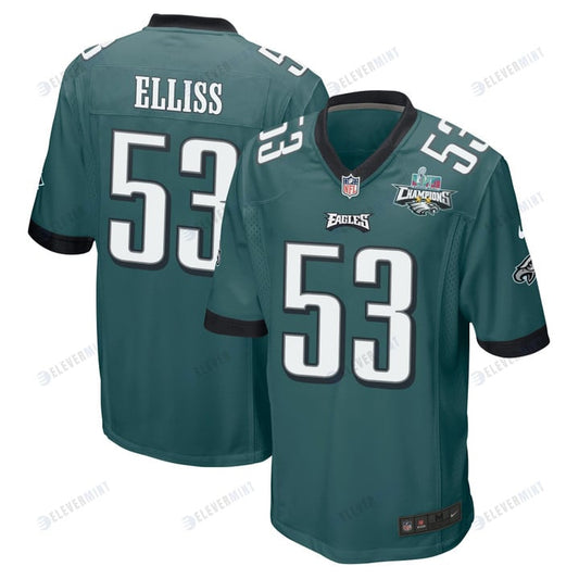 Christian Elliss 53 Philadelphia Eagles Super Bowl LVII Champions 2 Stars Men Game Jersey - Midnight Green