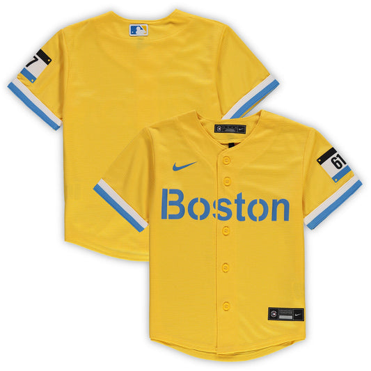 Boston Red Sox Nike Preschool MLB City Connect Replica Team Jersey - Gold