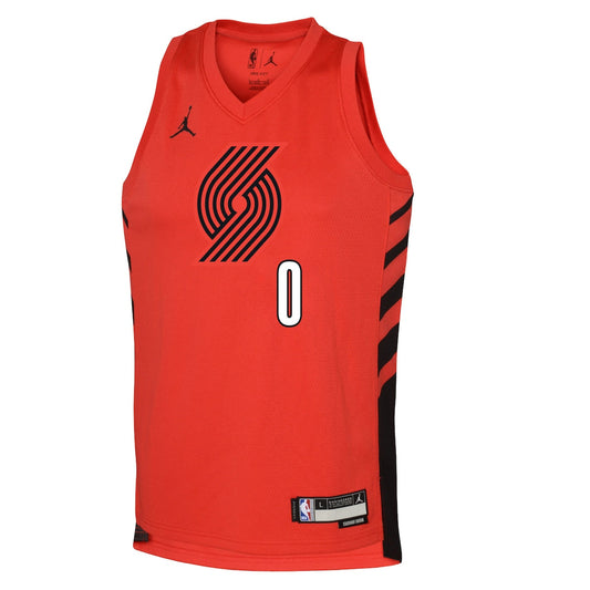 Boys' Grade School Damian Lillard Jordan Trailblazers Swingman Jersey Statement Edition - Red