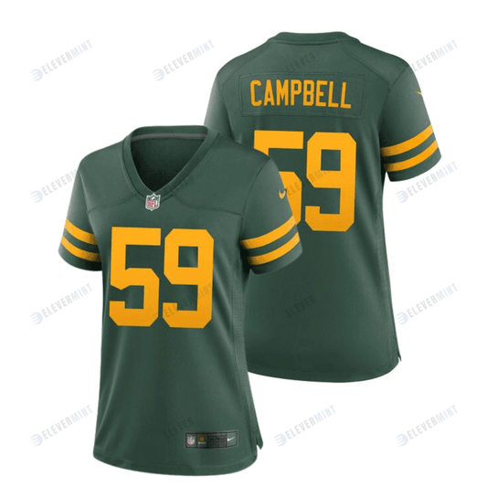 De'Vondre Campbell 59 Green Bay Packers 50s Classic Women Game Jersey - Green & Gold