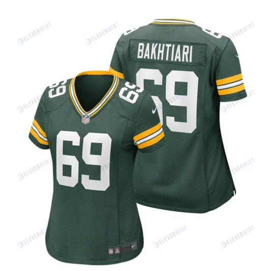 David Bakhtiari 69 Green Bay Packers Women Home Game Jersey - Green